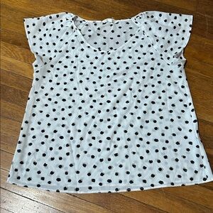 Shade Clothing White/Black Polka Dot Blouse, Large
